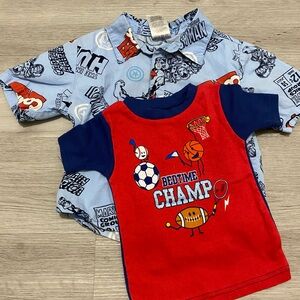 Kids Superhero Themed Shirt Set - Blue and Red